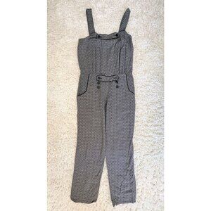 Womens Grey Patterned Jumpsuit with Button Detail